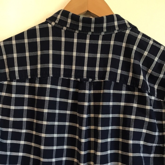 FRANK and Oak Blue plaid long sleeve button front shirt size Large - Picture 6 of 10